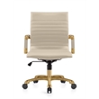 LeisureMod Harris Modern Leather Swivel Gold Office Chair in Tan