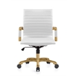 LeisureMod Harris Modern Leather Swivel Gold Office Chair in White