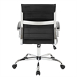 LeisureMod Upholstered Leather Office Chair with Swivel and Tilt in Black