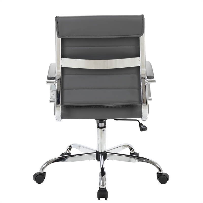 LeisureMod Benmar Modern Leatherette Executive Swivel Office Chair in Grey