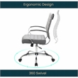 LeisureMod Benmar Modern Leatherette Executive Swivel Office Chair in Grey