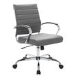LeisureMod Benmar Modern Leatherette Executive Swivel Office Chair in Grey