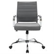 LeisureMod Benmar Modern Leatherette Executive Swivel Office Chair in Grey
