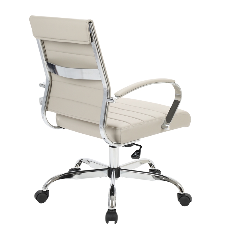 LeisureMod Benmar Modern Leatherette Executive Swivel Office Chair in Tan