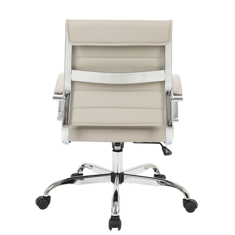 LeisureMod Benmar Modern Leatherette Executive Swivel Office Chair in Tan