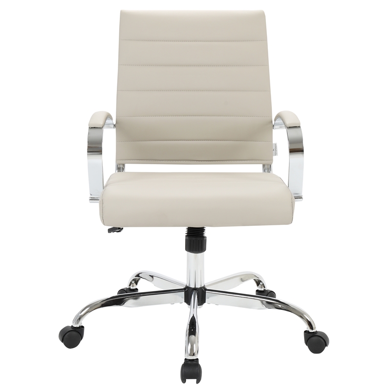 LeisureMod Benmar Modern Leatherette Executive Swivel Office Chair in Tan