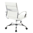 LeisureMod Upholstered Leather Office Chair with Swivel and Tilt in White