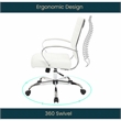 LeisureMod Upholstered Leather Office Chair with Swivel and Tilt in White