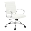 LeisureMod Upholstered Leather Office Chair with Swivel and Tilt in White