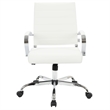 LeisureMod Upholstered Leather Office Chair with Swivel and Tilt in White