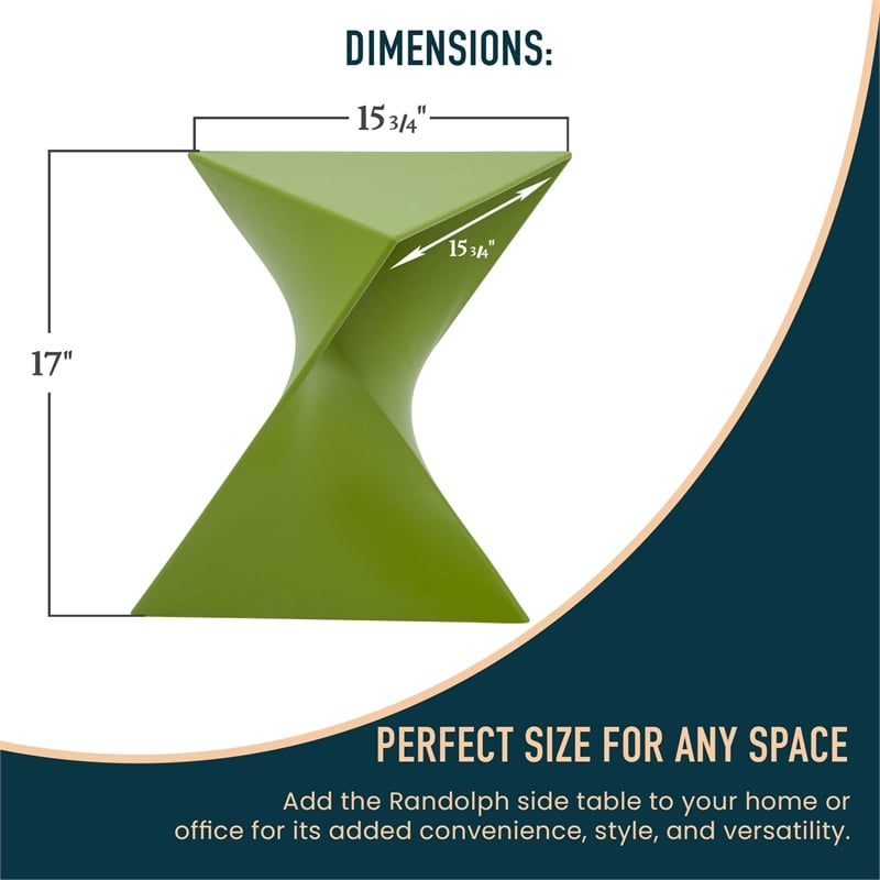LeisureMod Randolph Modern Plastic Triangle End Table in Green