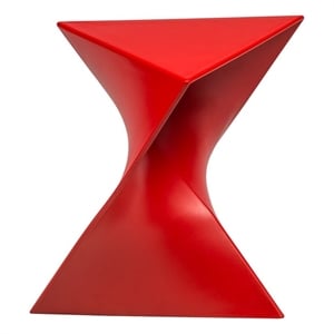 LeisureMod Randolph Modern Plastic Triangle End Table in Red