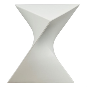 LeisureMod Randolph Modern Plastic Triangle End Table in White