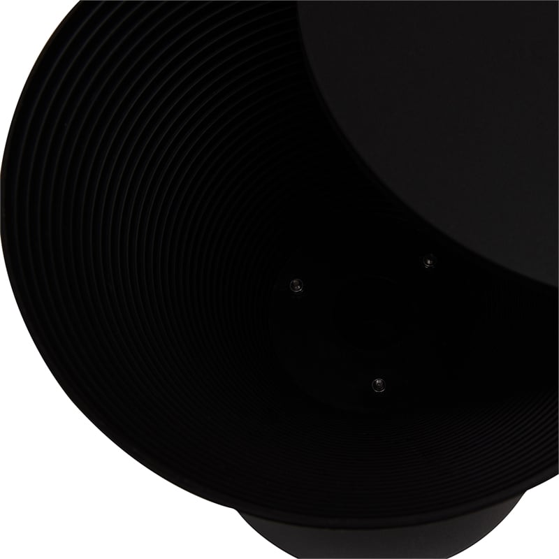 LeisureMod Boyd Modern Plastic Ribbed Round End Table in Black