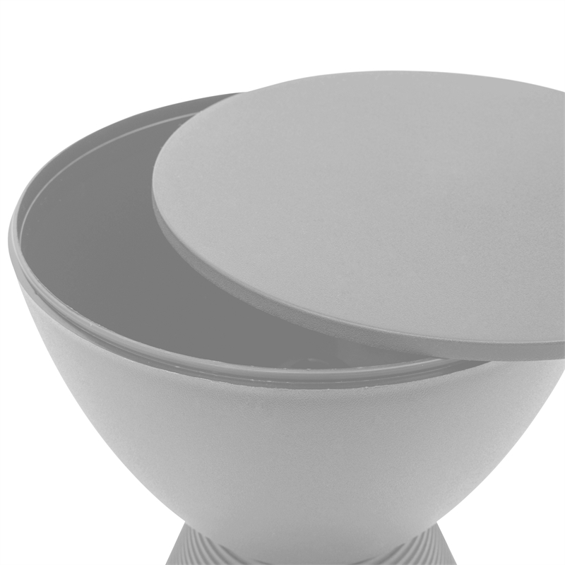 LeisureMod Boyd Modern Plastic Ribbed Round End Table in Light Gray