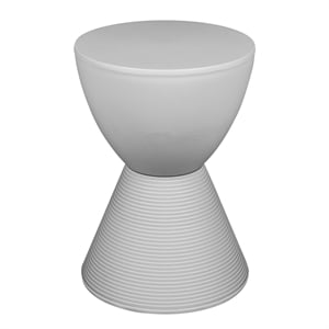 LeisureMod Boyd Modern Plastic Ribbed Round End Table in Light Gray