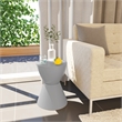 LeisureMod Boyd Modern Plastic Ribbed Round End Table in Light Gray