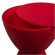 LeisureMod Boyd Modern Plastic Ribbed Round End Table in Red
