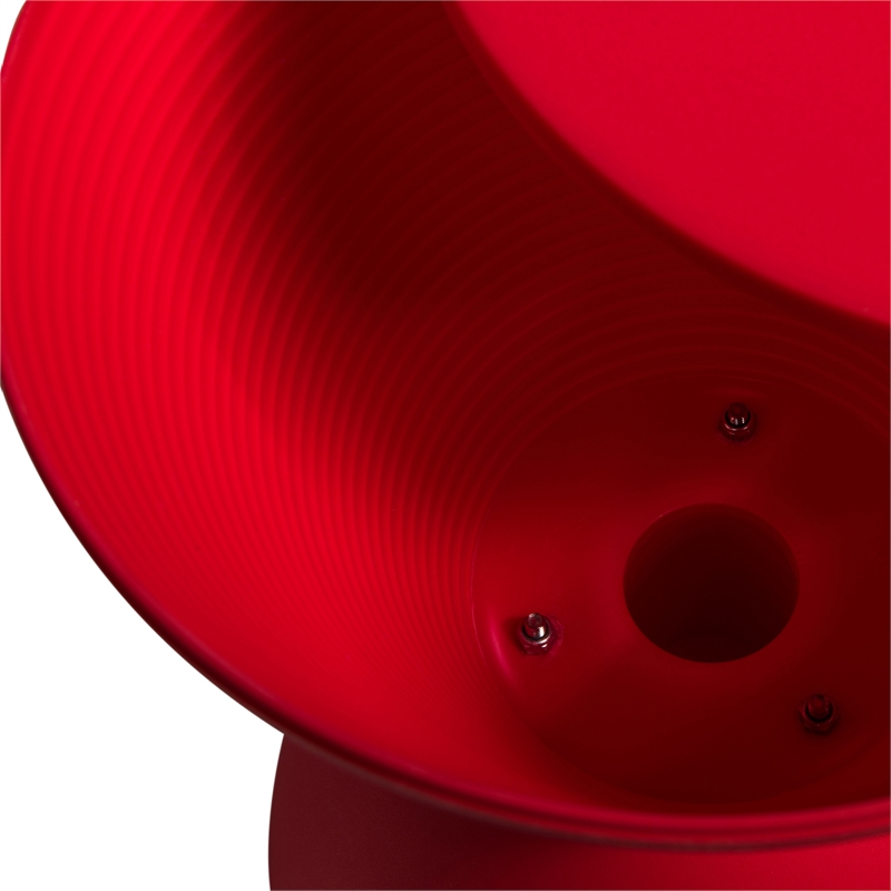 LeisureMod Boyd Modern Plastic Ribbed Round End Table in Red