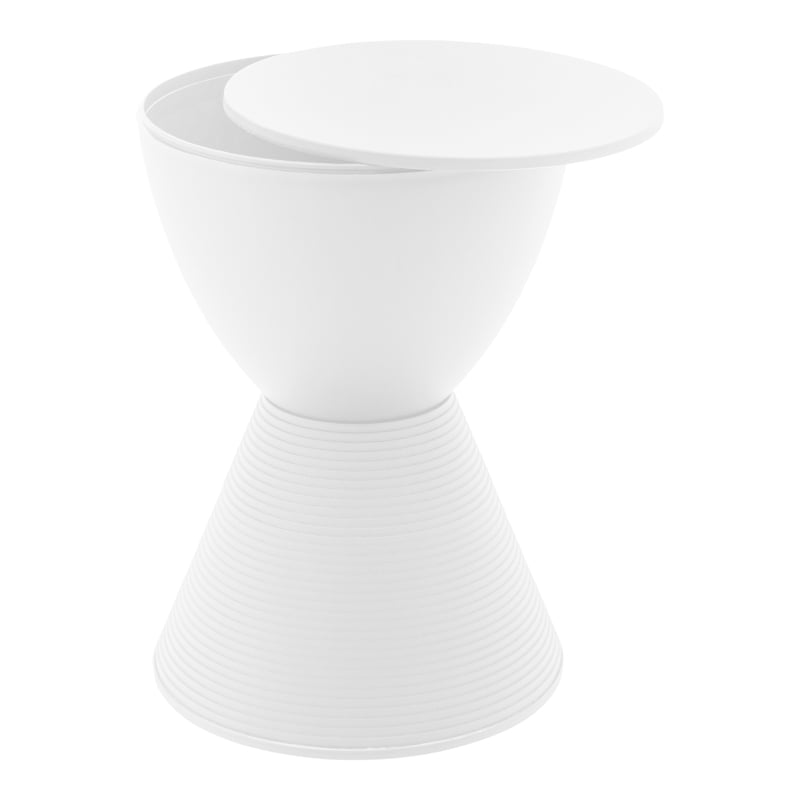 LeisureMod Boyd Modern Plastic Ribbed Round End Table in White Cymax