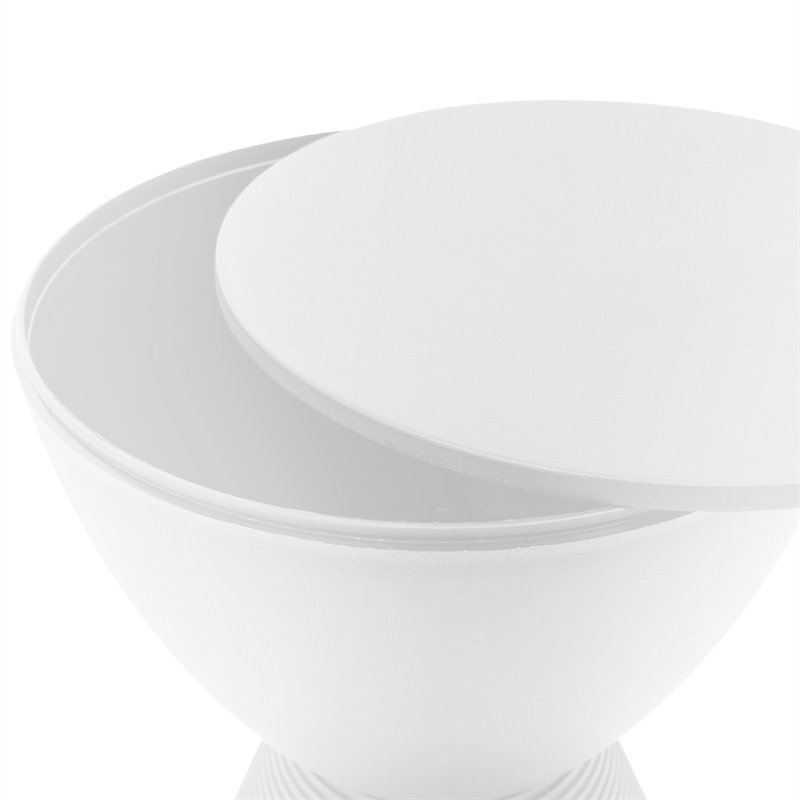 LeisureMod Boyd Modern Plastic Ribbed Round End Table in White
