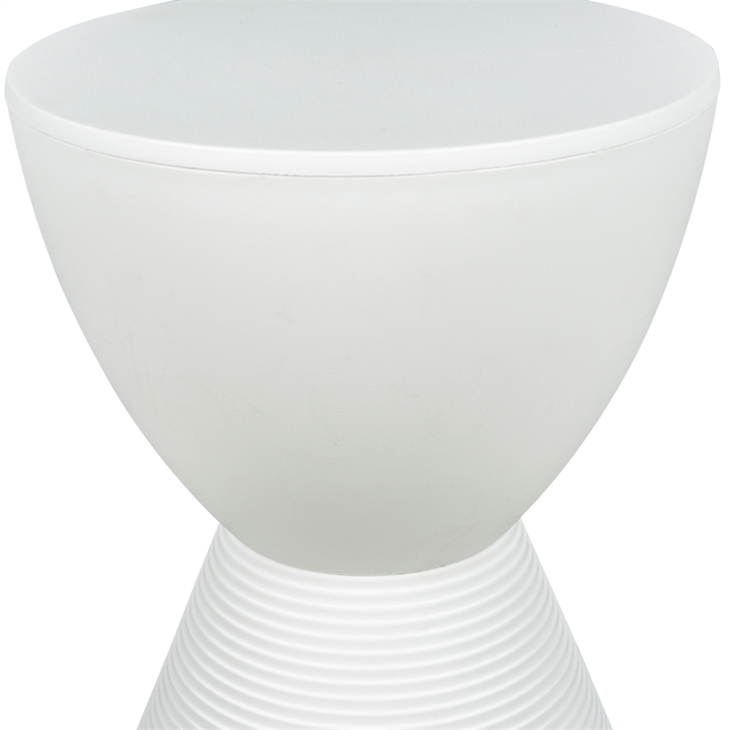 LeisureMod Boyd Modern Plastic Ribbed Round End Table in White Cymax