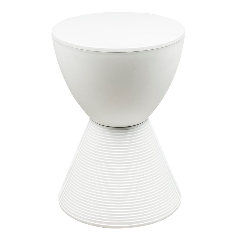 LeisureMod Boyd Modern Plastic Ribbed Round End Table in White Cymax