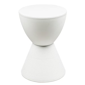 LeisureMod Boyd Modern Plastic Ribbed Round End Table in White