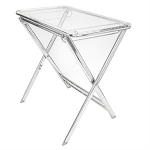 leisuremod victorian modern foldable acrylic tray top end table