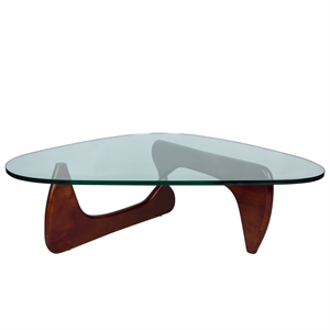 leisuremod imperial triangular glass top wooden coffee table