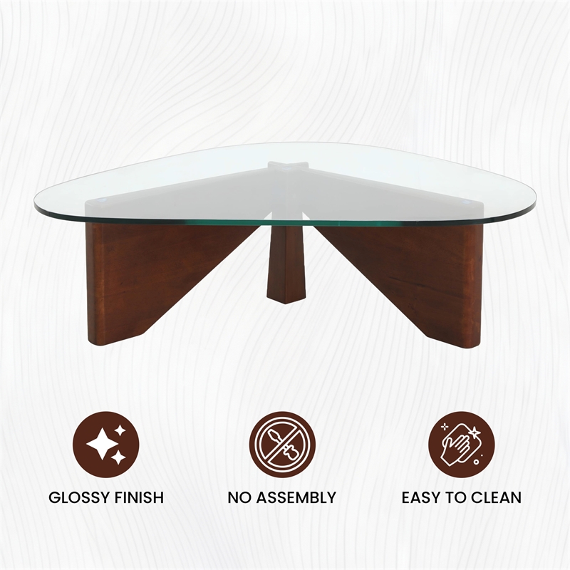 LeisureMod Imperial Triangle Coffee Table in Dark Walnut