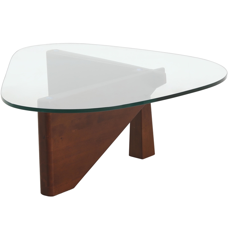 LeisureMod Imperial Triangle Coffee Table in Dark Walnut