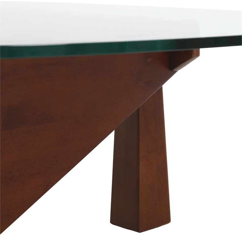 LeisureMod Imperial Triangle Coffee Table in Dark Walnut