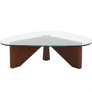 LeisureMod Imperial Triangle Coffee Table in Dark Walnut