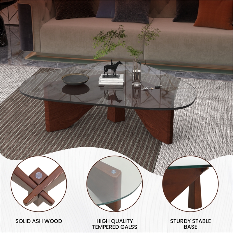 LeisureMod Imperial Triangle Coffee Table in Dark Walnut
