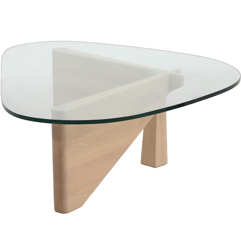 LeisureMod Imperial Triangle Coffee Table in Natural Wood