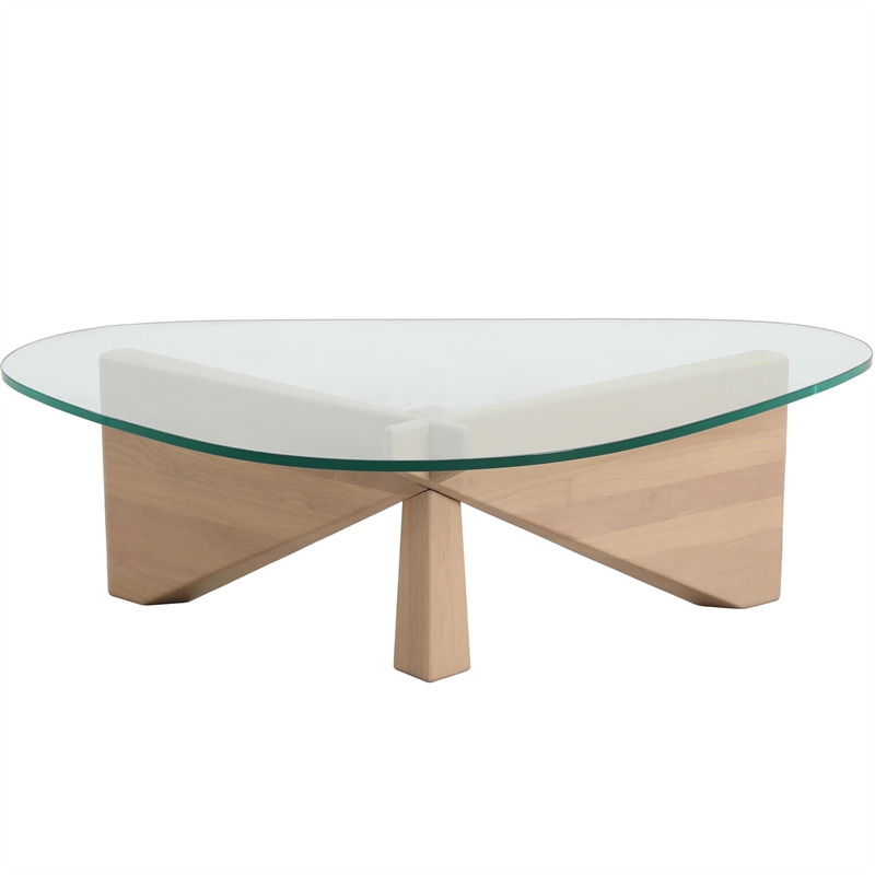 LeisureMod Imperial Triangle Coffee Table in Natural Wood
