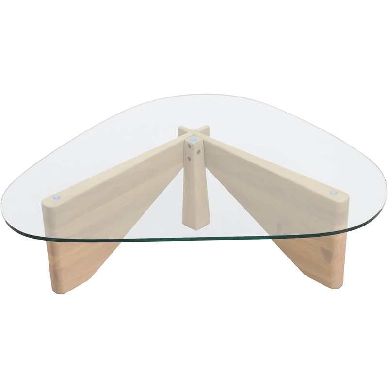 LeisureMod Imperial Triangle Coffee Table in Natural Wood
