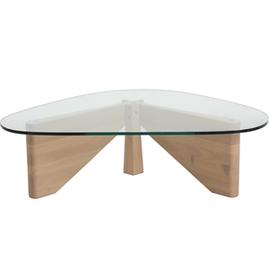 LeisureMod Imperial Triangle Coffee Table in Natural Wood