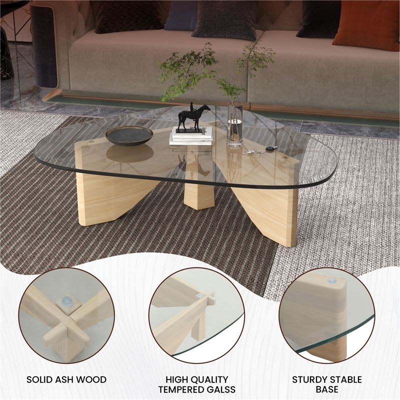 LeisureMod Imperial Triangle Coffee Table in Natural Wood
