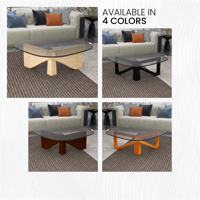 LeisureMod Imperial Triangle Coffee Table in Natural Wood