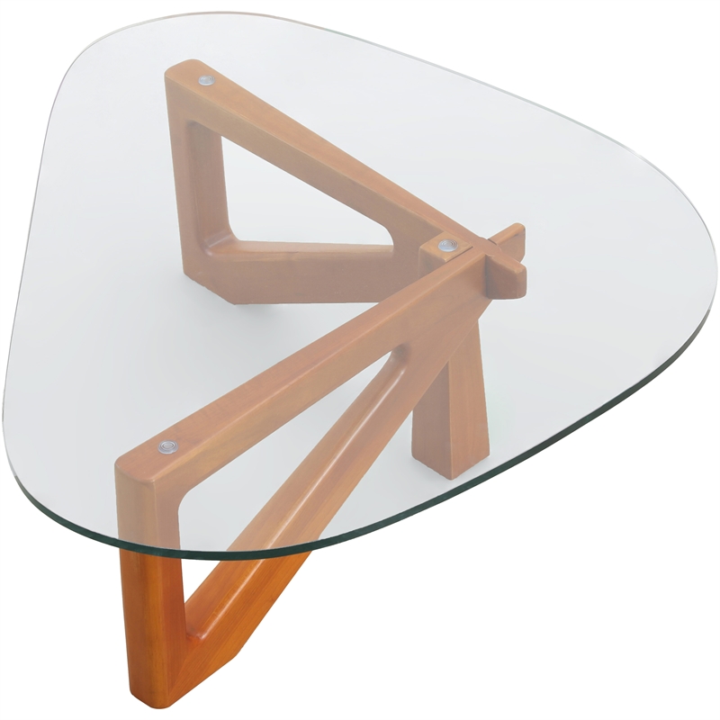 LeisureMod Imperial Triangle Coffee Table in Light Walnut