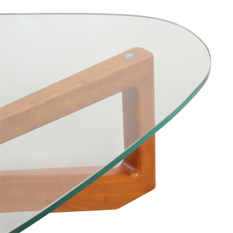 LeisureMod Imperial Triangle Coffee Table in Light Walnut