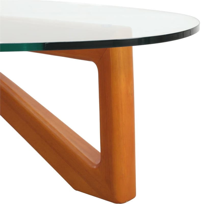 LeisureMod Imperial Triangle Coffee Table in Light Walnut