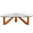 LeisureMod Imperial Triangle Coffee Table in Light Walnut