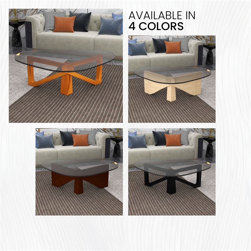 LeisureMod Imperial Triangle Coffee Table in Light Walnut