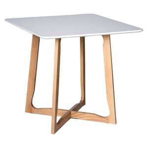 leisuremod cedar white square bistro wood dining table with x shaped sled base
