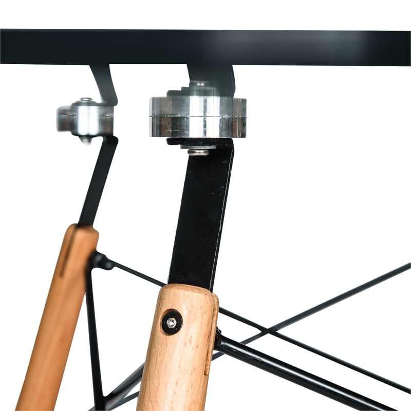 LeisureMod Dover Round Bistro Clear Glass Top Dining Table With Eiffel Base