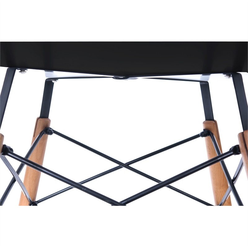 LeisureMod Dover Modern Round Wooden Top Dining Table With Eiffel Base in Black