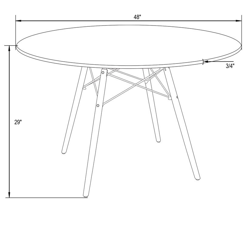 LeisureMod Dover Modern Round Wooden Top Dining Table With Eiffel Base in Black